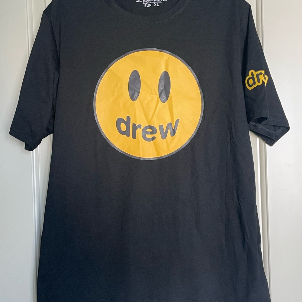 DREW HOUSE Justin Bieber Mascot Black Tee with Smile Emblem
